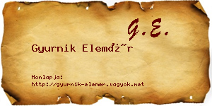 Gyurnik Elemér névjegykártya